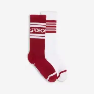 mid calf socks red and white pack of 2 decathlon 8933955