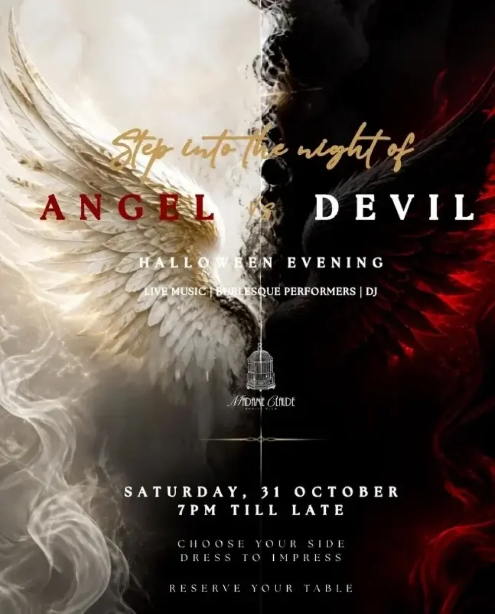 Angel vs devil madame claude halloween october 2026