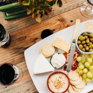 cheese board and wine
